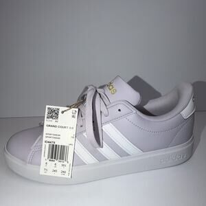 adidas Grand Court 2.0 Women's Low Top Sneakers Purple/White Lace-Up ID4478